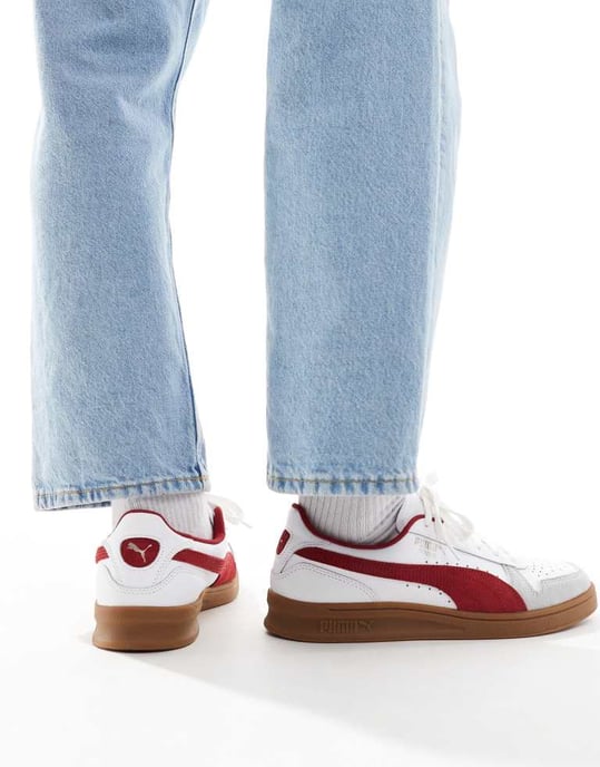 Puma Indoor trainers in white & red - Image 3