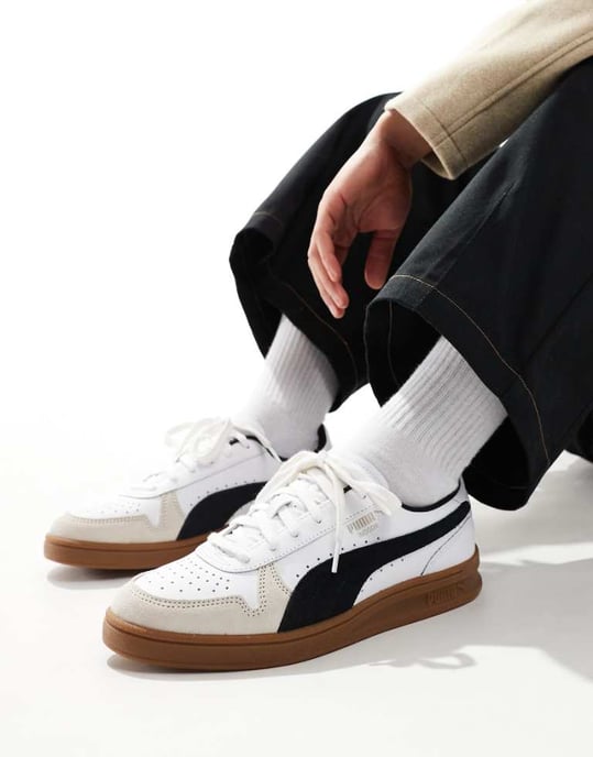 Puma Indoor trainers in white with gum sole - Image 1