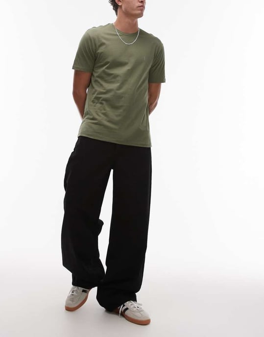 AllSaints Brace 3-pack brushed cotton t-shirts in white green black - Image 2