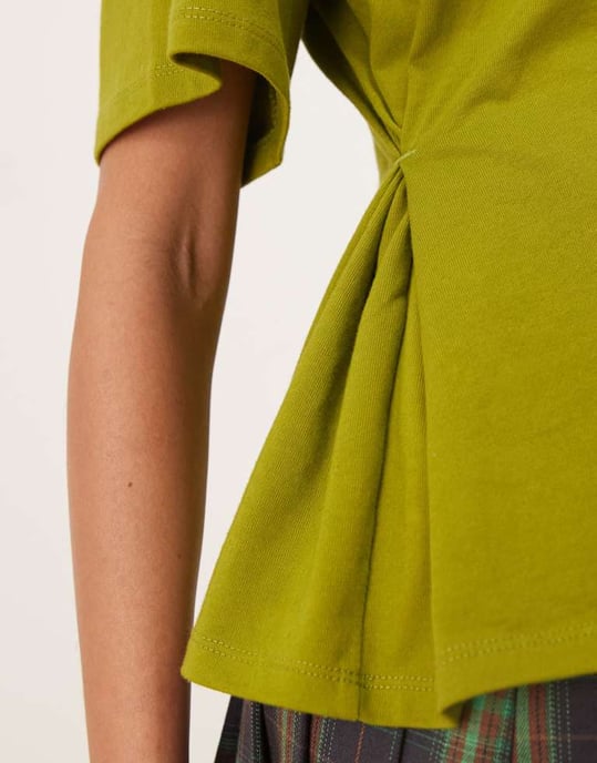ASOS DESIGN cinched side t-shirt in olive - Image 3