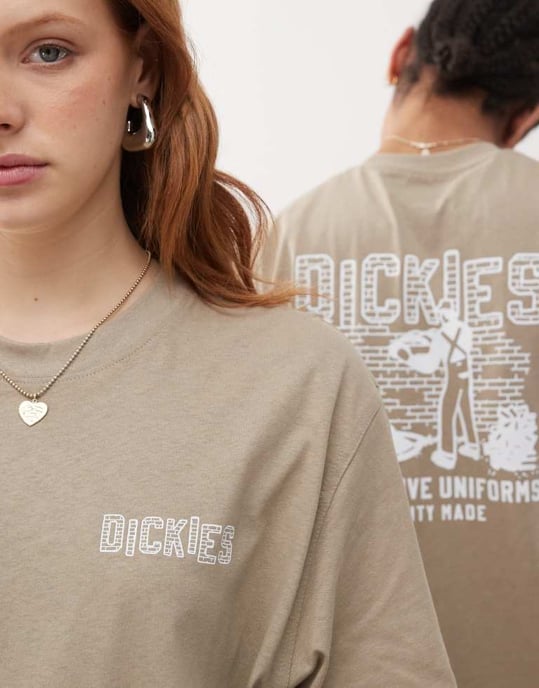 Dickies bricklane graphic back print t-shirt in tan - Image 2