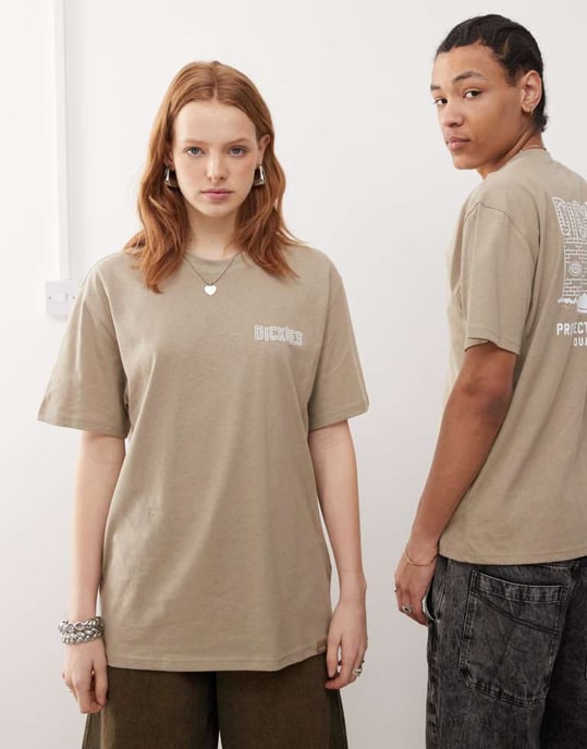 Dickies bricklane graphic back print t-shirt in tan - Image 4
