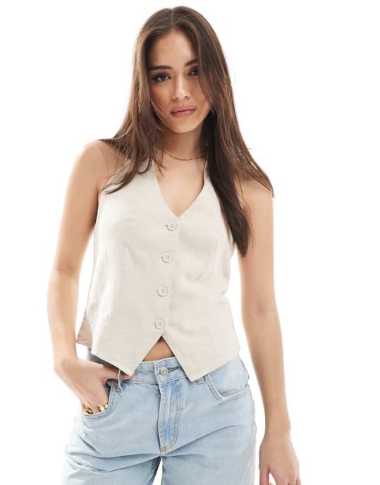 Hollister halterneck wasit coat top in oatmeal - Image 1