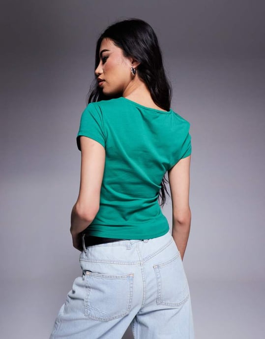 ASOS DESIGN short sleeve t-shirt with twist detail in green - Image 4