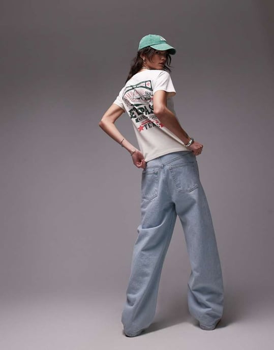Topshop graphic Texas El Paso boxy tee in ecru - Image 3