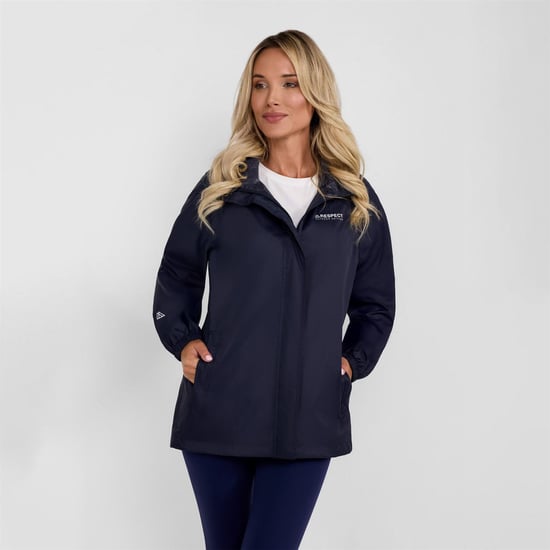 Women's Minoti Women Packaway Waterproof Jacket With Zipped Pockets Navy in Navy - Image 2