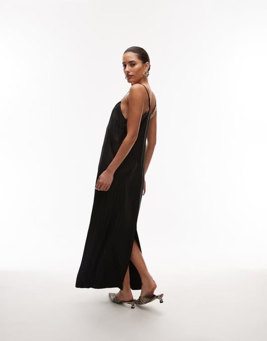 Topshop skräddarsydda randiga midi klänning med spaguettiband - Image 4