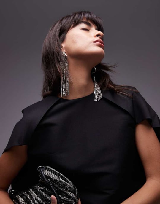 ARKET cape mini dress in black - Image 2