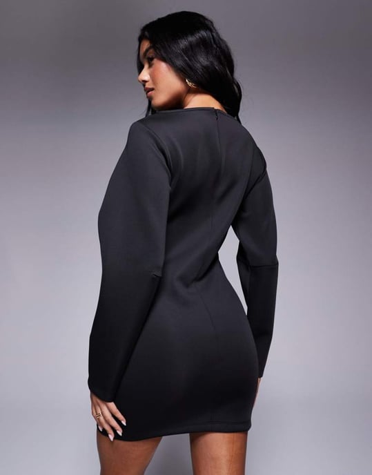 ASOS DESIGN cocoon sleeve mini dress in black in scuba-style fabric - Image 3