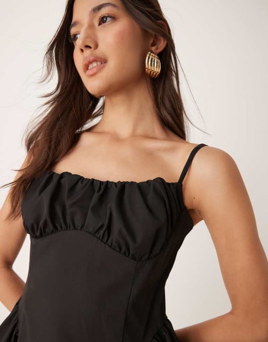 ASOS DESIGN draperad bustcorsett mini klänning i svart - Image 2