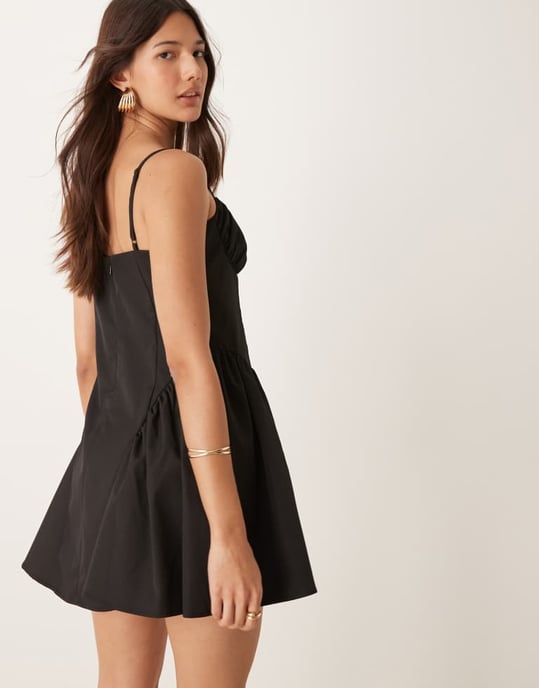 ASOS DESIGN draperad bustcorsett mini klänning i svart - Image 4