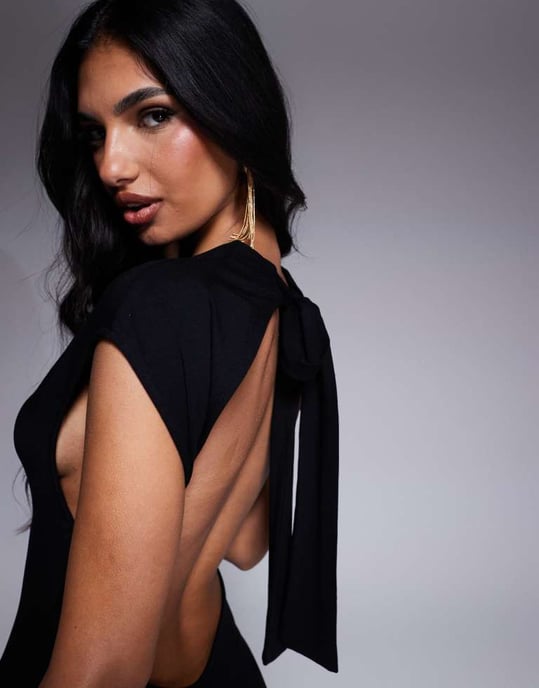 ASOS DESIGN höghalstrad miniklänning i svart - Image 3