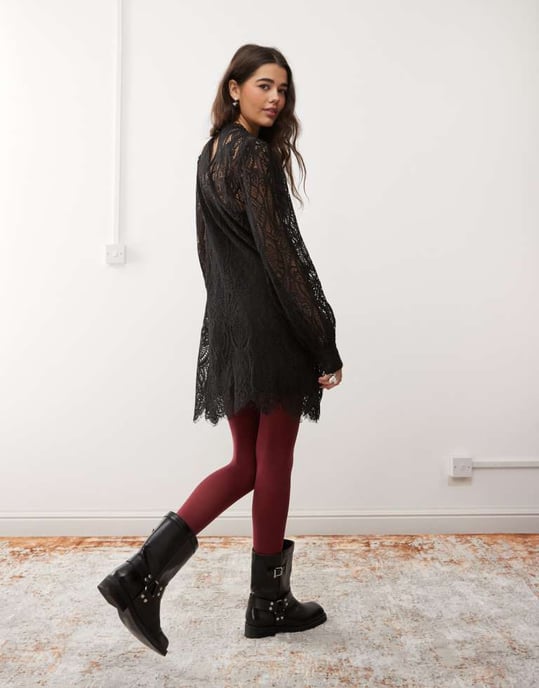 Miss Selfridge spets victoriana mini klänning i svart - Image 3