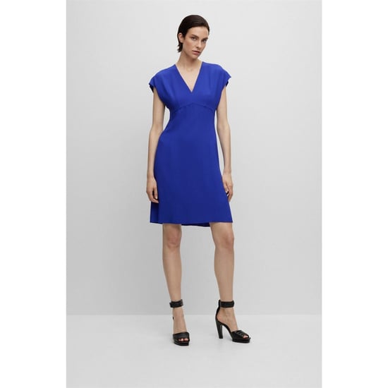 Women's Boss Debrany V-Neck Knee Length A-Line Dress in Open Blue - Image 5