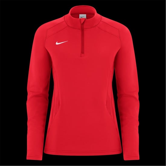 Women's Nike Quarter Zip Funnel Neck Long Sleeve Athletic Top in University Red - Image 2