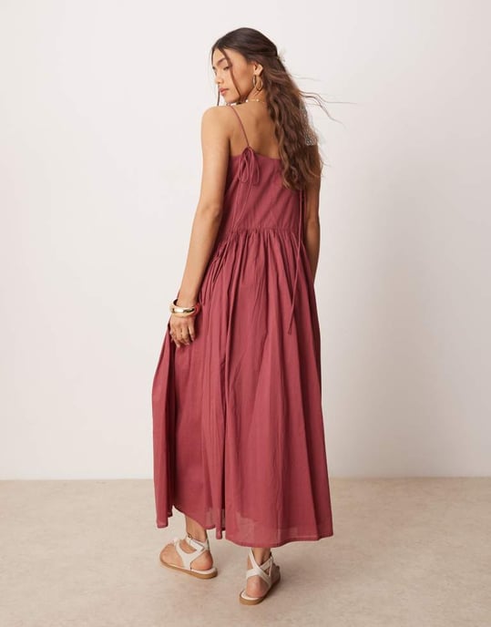 ASOS DESIGN maxiklänning med sänkt midja i duschrosa - Image 3