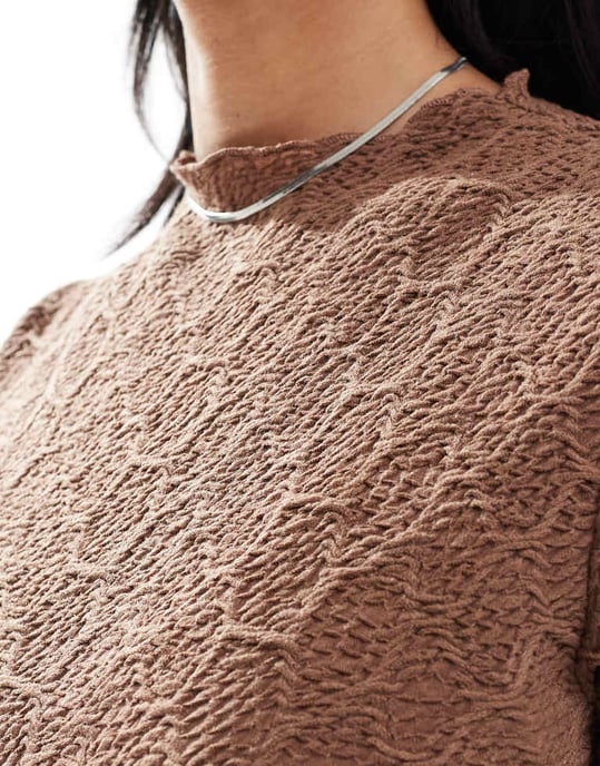 Mamalicious texturerad jerseykjol midi med salladskant i brunt - Image 3