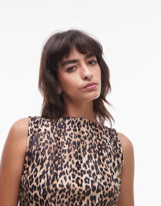 Topshop plisserad leopardmönstrad minikjol i flera färger - Image 3