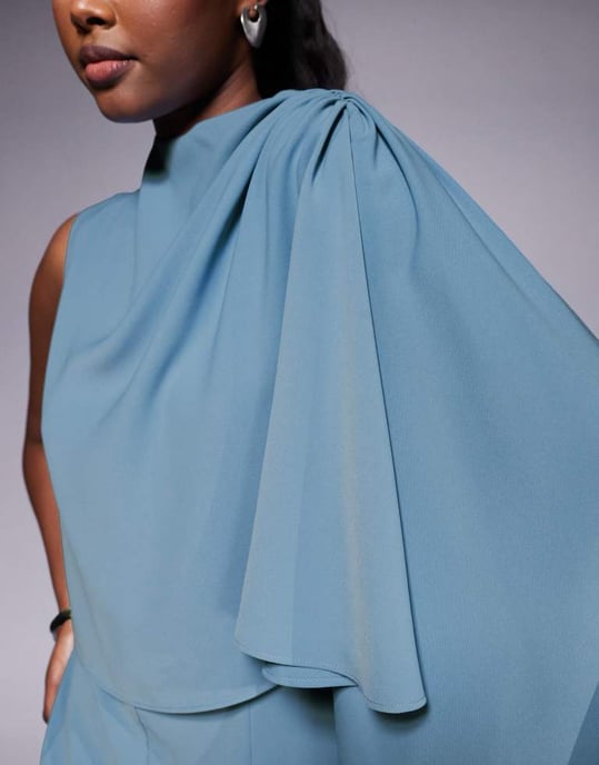 ASOS DESIGN en axel cape mini klänning i stålblå - Image 4