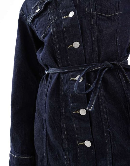 Vero Moda knapp-up denim miniärmlösa klänning i mörkblå - Image 2