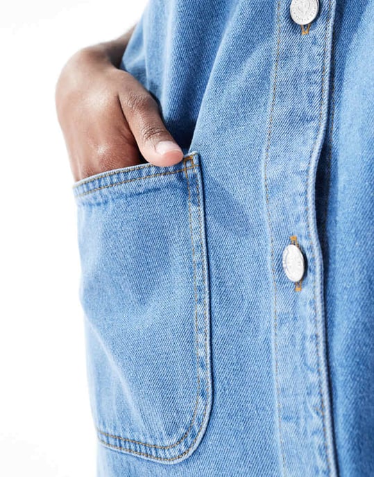 Miss Selfridge denim knappar ned mellanlång klänning - Image 2