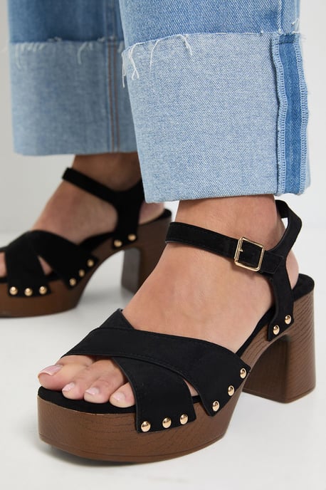 Maddy Faux Suede High Heel Chunky Platform Sandals - Image 2