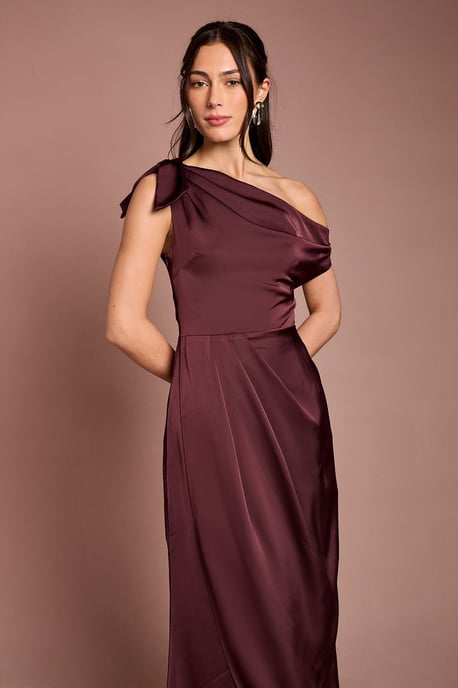 Fallen Shoulder Bow Detail Bridesmaid Maxi Dress - Image 2