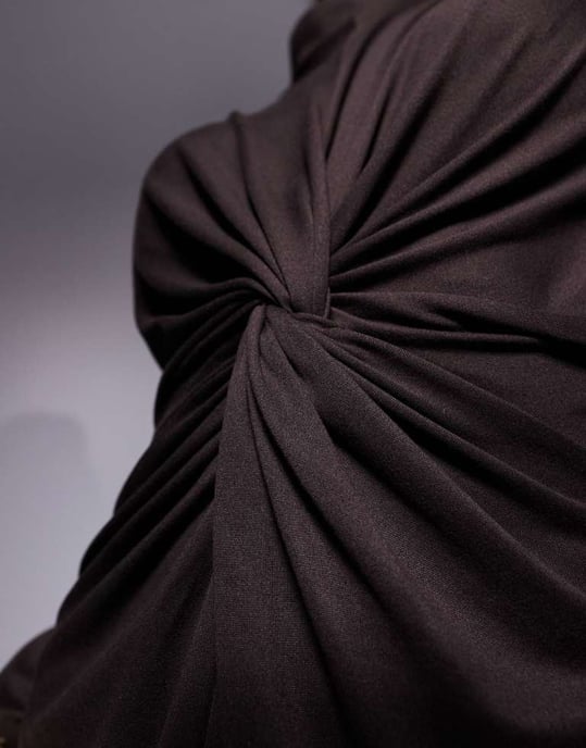 ASOS DESIGN high neck long sleeve twist front maxi dress in chocolate - Image 3