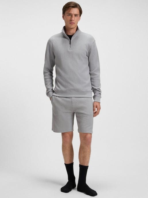 Mens Light Pastel Grey Structure Quarter Zip Sweatshirt - Image 3