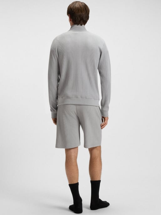Mens Light Pastel Grey Structure Quarter Zip Sweatshirt - Image 4