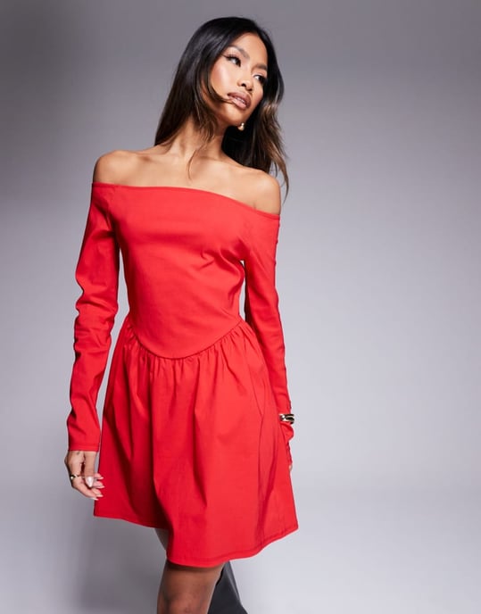 ASOS DESIGN hjärtformad miniklänning i röd - Image 3