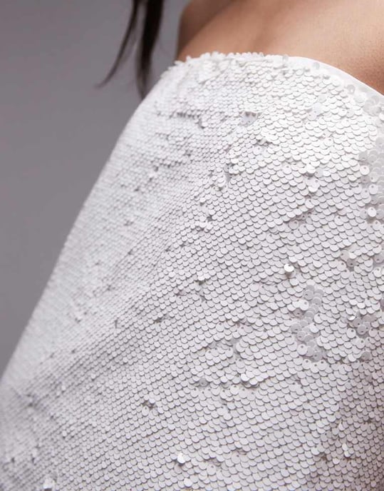Topshop paljetterprydd bandeau miniklänning i vitt - Image 3