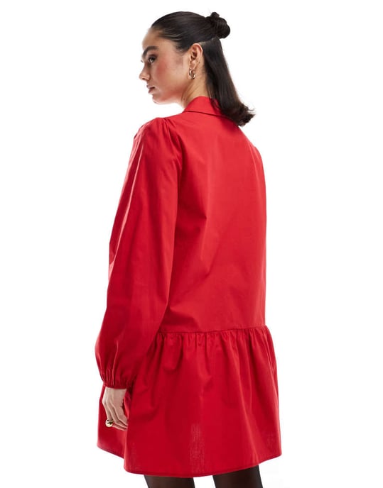 Miss Selfridge skjorta mini klänning i röd - Image 3