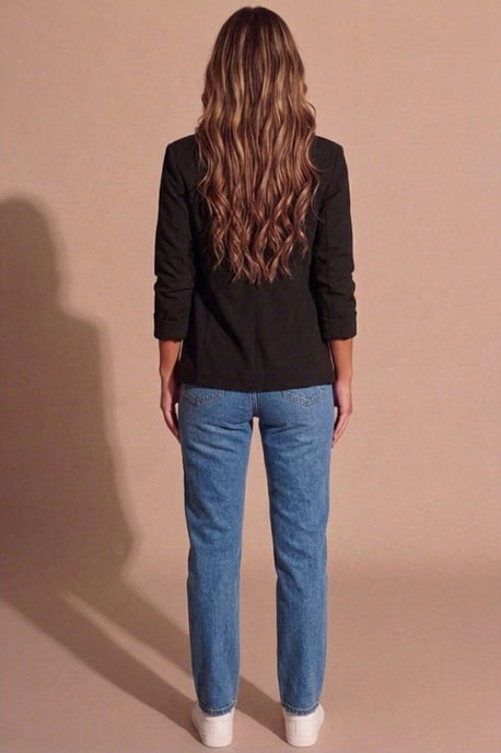 Ruched Sleeve Tailored Open Front Blazer - Image 4
