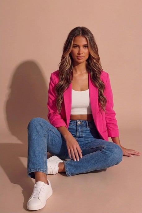 Ruched Sleeve Tailored Open Front Blazer - Image 3