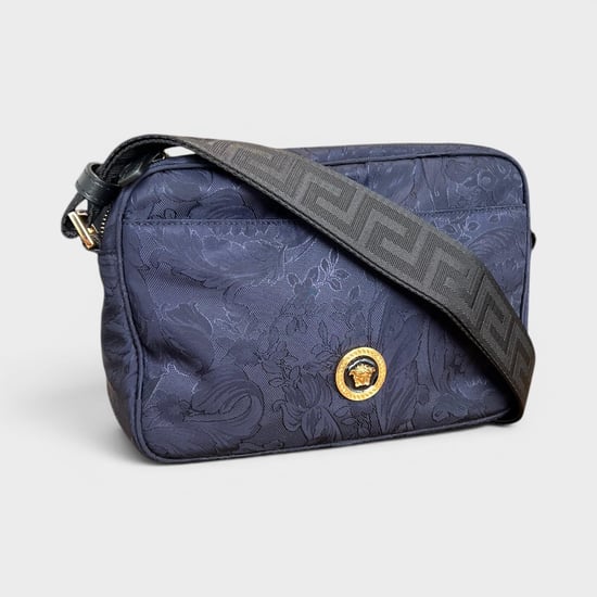 Versace Medusa Logo Jacquard Crossbody Bag Navy Black - Image 2