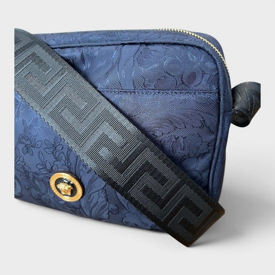 Versace Medusa Logo Jacquard Crossbody Bag Navy Black - Image 4