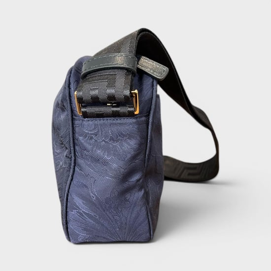 Versace Medusa Logo Jacquard Crossbody Bag Navy Black - Image 5