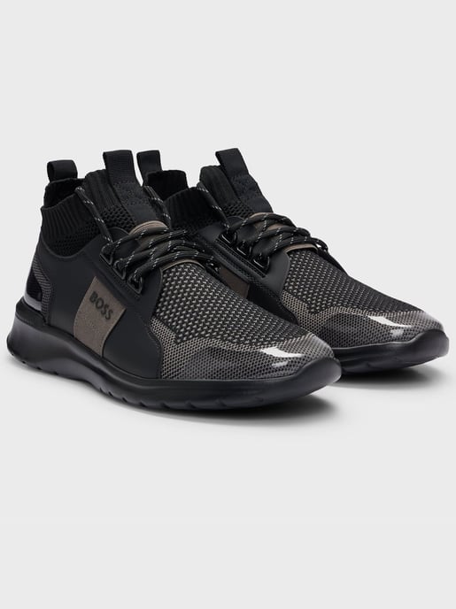 Mens Black Extreme Knit & Suede Trainer - Image 2