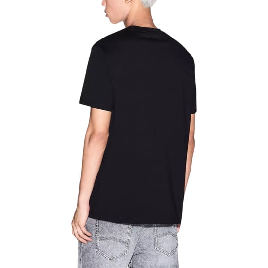 Armani Exchange Mens T-Shirts Central Logo Print Cotton Tee Summer Top Black - Image 2