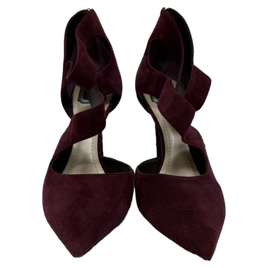 Dior Strappy Pointed-Toe Pumps in Burgundy Suede - Image 2