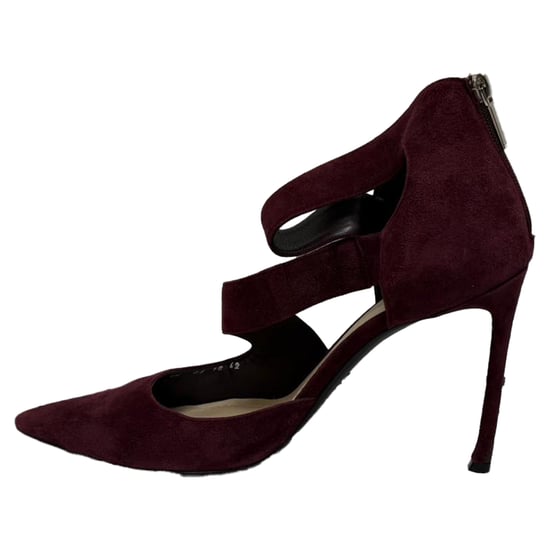 Dior Strappy Pointed-Toe Pumps in Burgundy Suede - Image 4