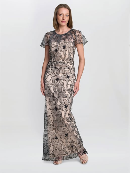 Marie-Claire Floral Embroidered Mesh Maxi Dress - Image 1