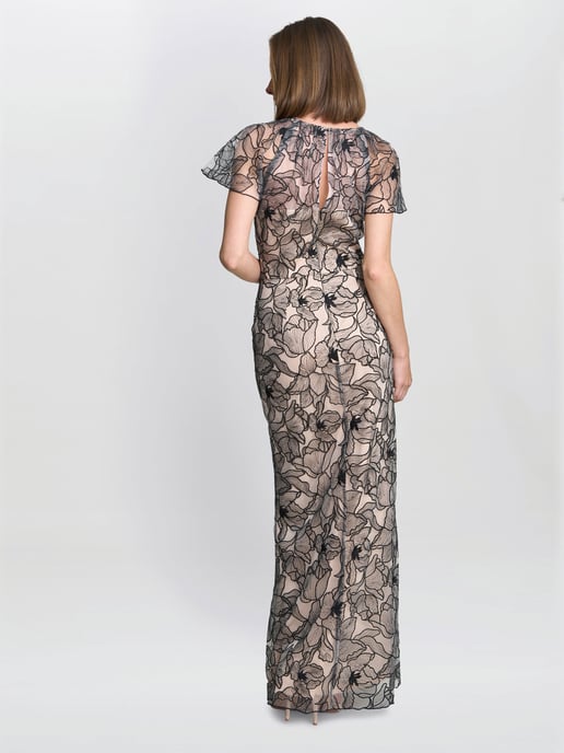 Marie-Claire Floral Embroidered Mesh Maxi Dress - Image 2