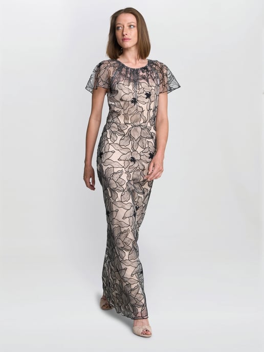 Marie-Claire Floral Embroidered Mesh Maxi Dress - Image 3