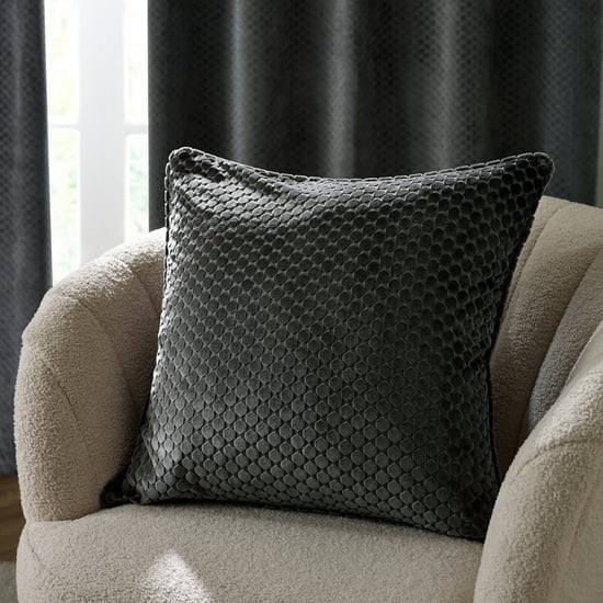 Paoletti Neptune Velvet Cushion Cover, Charcoal - Image 1