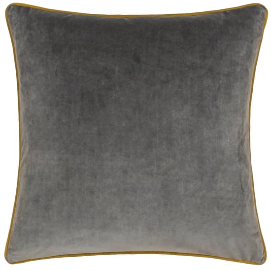 Furn Meridian Velvet Feather Filled Cushion, Charcoal/Moss - Image 2