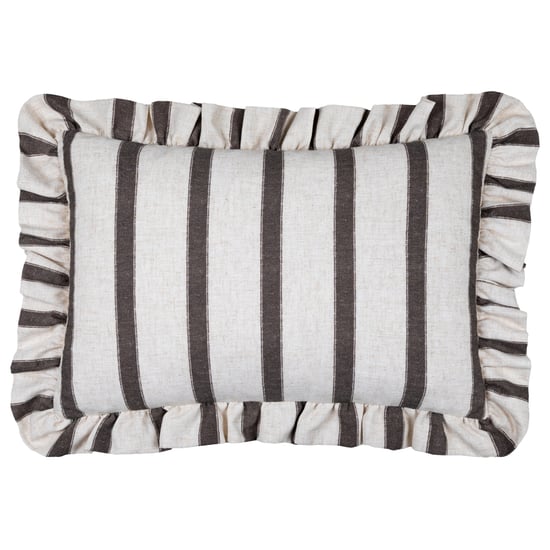 Wylder Connie Striped Ruffle Cushion Cover, Chocolate - Image 2