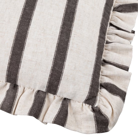 Wylder Connie Striped Ruffle Cushion Cover, Chocolate - Image 4