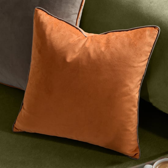 Furn Meridian Velvet Cushion Cover, Pumpkin/Mocha - Image 1